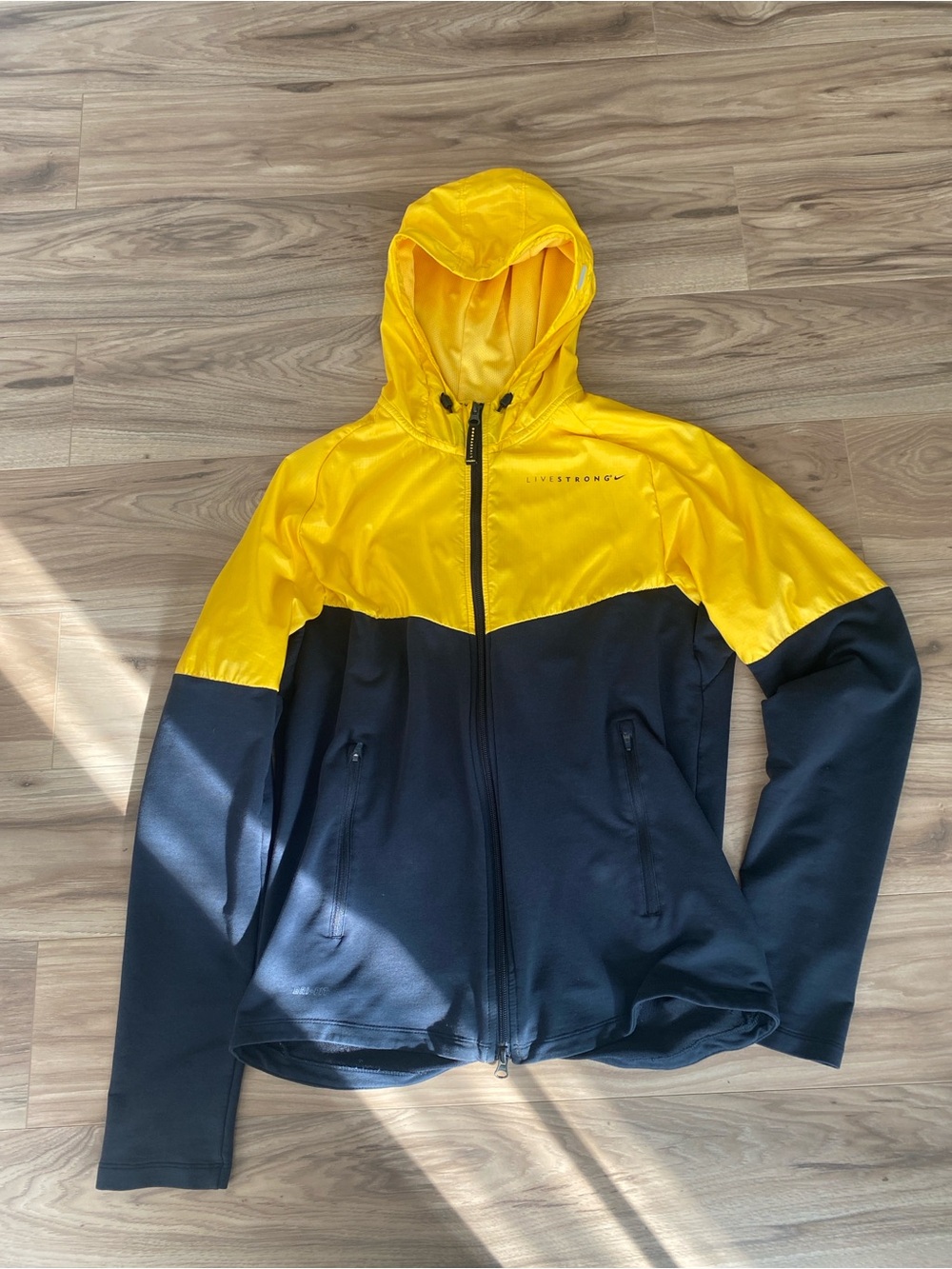 Nike Yellow and Black Hooded Bomber Jacket